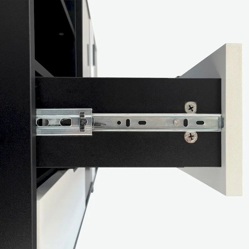 55.1 Two-door Storage Cabinet with Two Drawers and Metal Handles