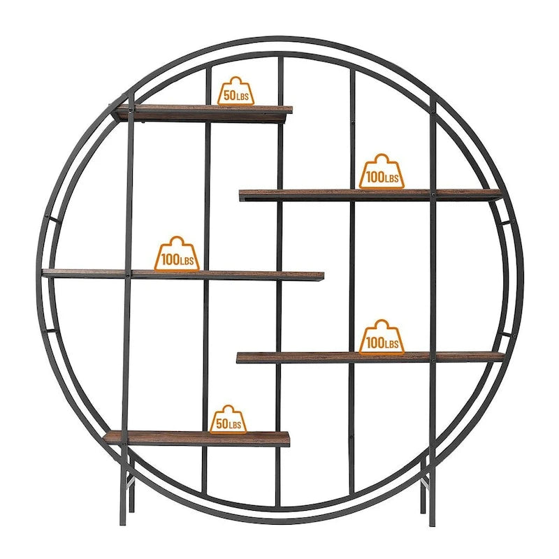 Round 5-Tier Metal Plant Stand Bookshelf Display Shelf