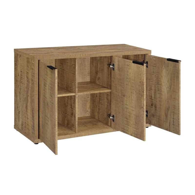 3-Door Accent Storage Cabinet with Adjustable Shelves & Industrial Hardware