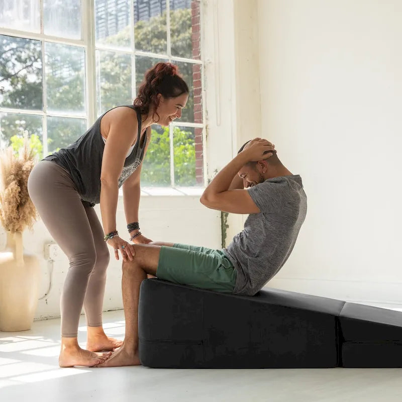 Convertible Yoga & Massage Ramp Bench with Microvelvet Slip Cover