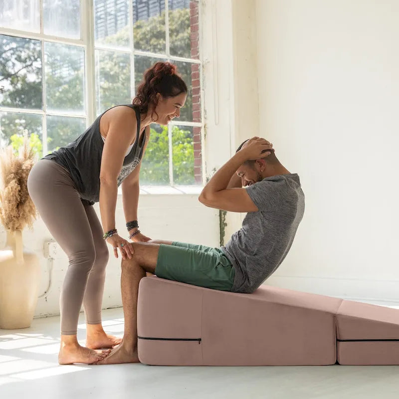 Convertible Yoga & Massage Ramp Bench with Microvelvet Slip Cover