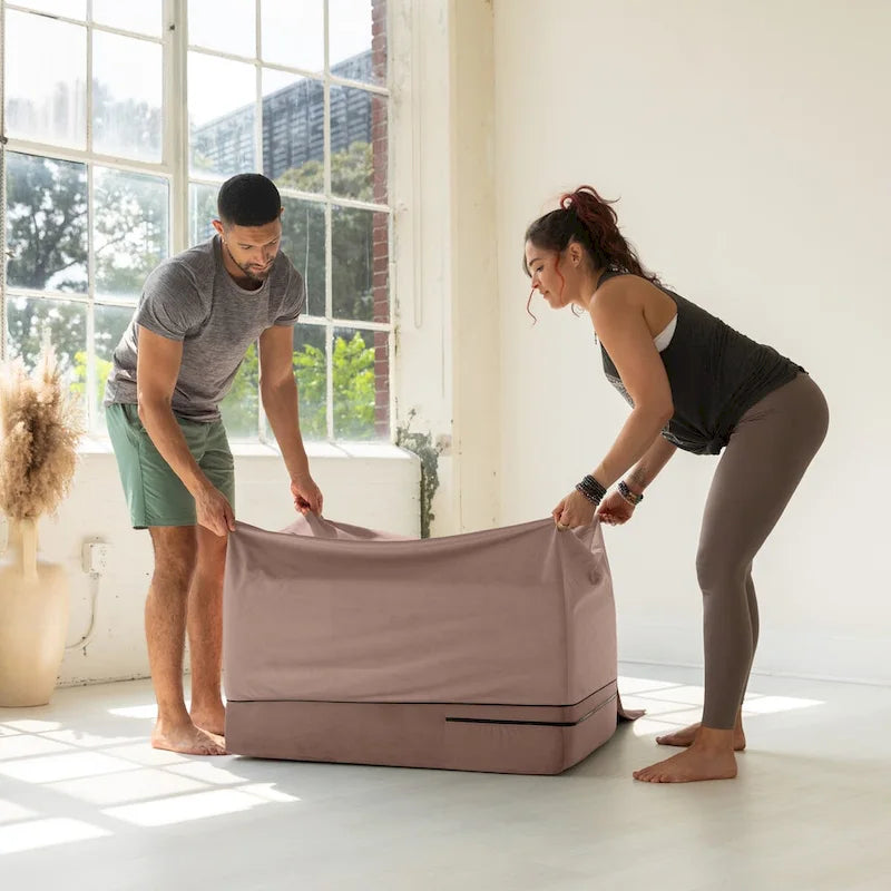 Convertible Yoga & Massage Ramp Bench with Microvelvet Slip Cover