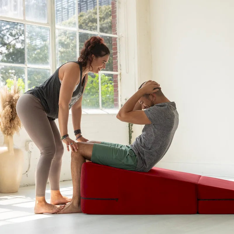 Convertible Yoga & Massage Ramp Bench with Microvelvet Slip Cover