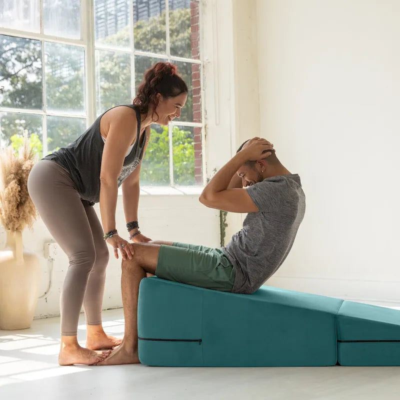Convertible Yoga & Massage Ramp Bench with Microvelvet Slip Cover