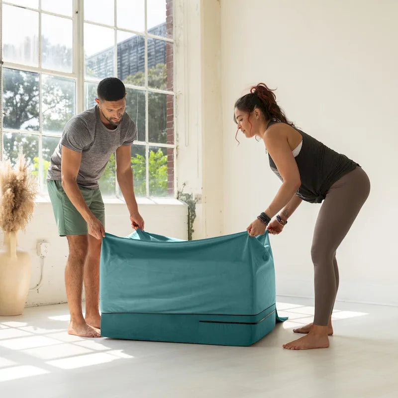 Convertible Yoga & Massage Ramp Bench with Microvelvet Slip Cover