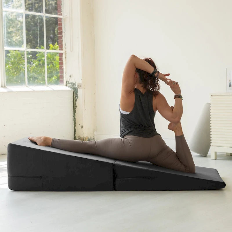 Convertible Yoga & Massage Ramp Bench with Microvelvet Slip Cover