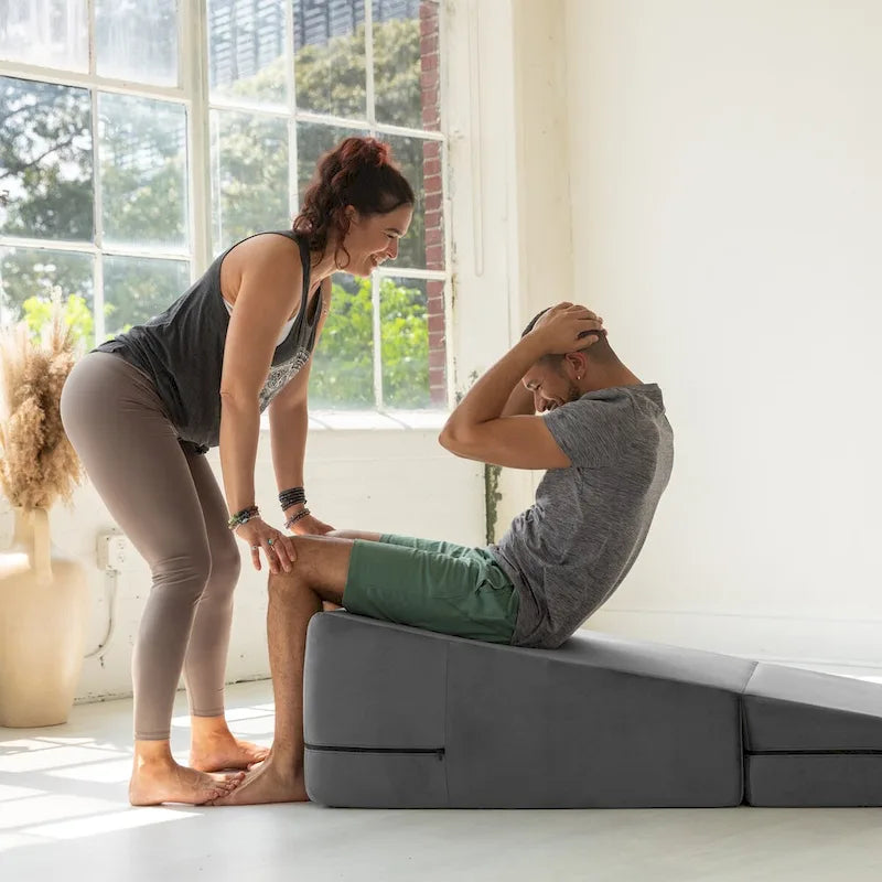 Convertible Yoga & Massage Ramp Bench with Microvelvet Slip Cover