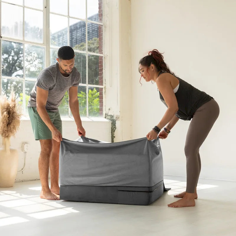 Convertible Yoga & Massage Ramp Bench with Microvelvet Slip Cover