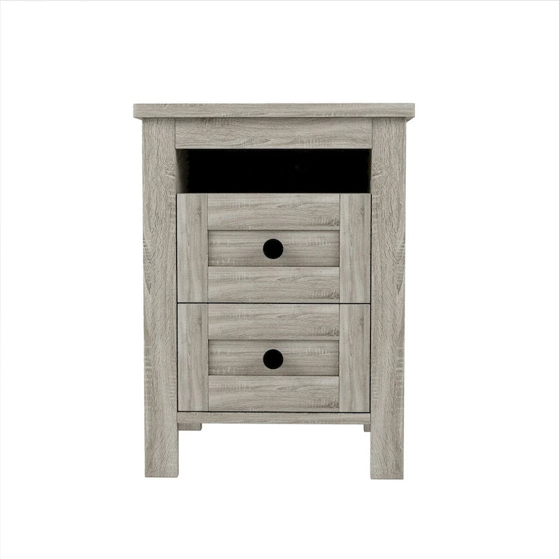 2-Drawer Farmhouse Wooden Storage Cabinet