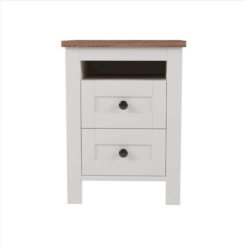 2-Drawer Farmhouse Wooden Storage Cabinet