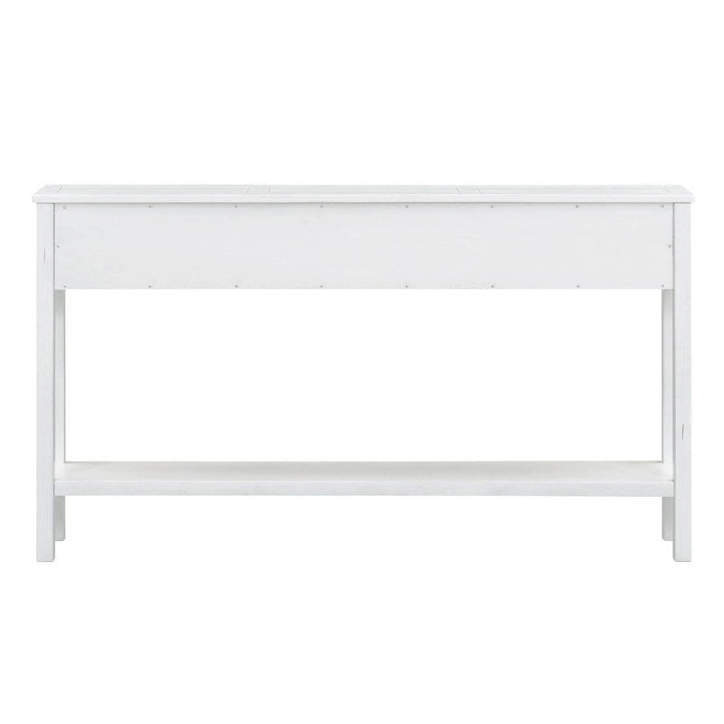 Rustic Entryway Console Table, 60 Long Sofa Table with two Different Size Drawers and Bottom Shelf for Storage