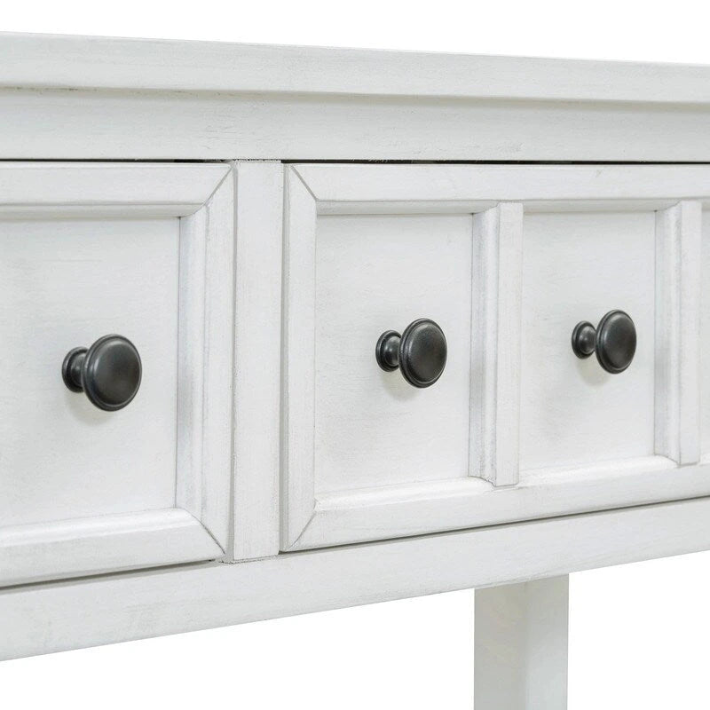 Rustic Entryway Console Table, 60 Long Sofa Table with two Different Size Drawers and Bottom Shelf for Storage