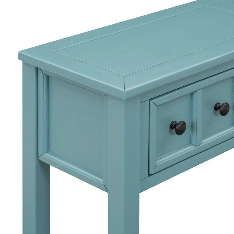 Rustic Entryway Console Table, 60 Long Sofa Table with two Different Size Drawers and Bottom Shelf for Storage