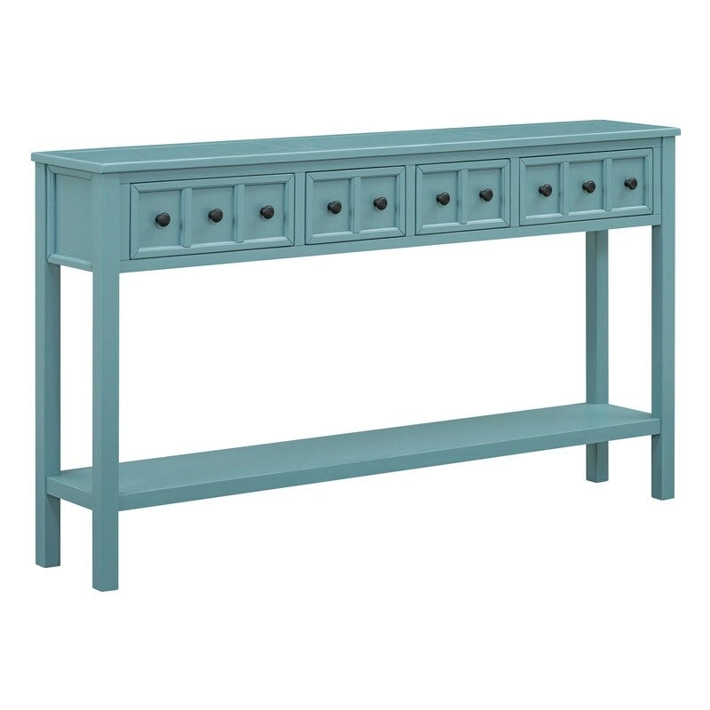 Rustic Entryway Console Table, 60 Long Sofa Table with two Different Size Drawers and Bottom Shelf for Storage