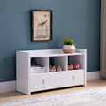 White Entryway Shoe Bench, Three Shelves Organizer with Storage Drawer