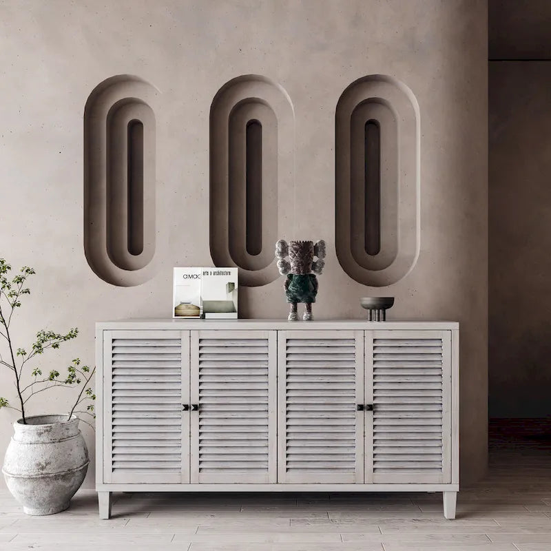 Wooden Accent 4-Door Sideboard with Adjustable Shelves