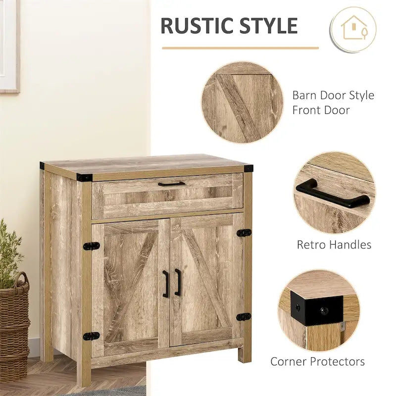 Wooden Buffet Cabinet with Drawer and Adjustable Shelf - N/A
