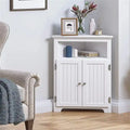 Bathroom Corner Storage Cabinet with Adjustable Shelves & Brushed Nickel Handle