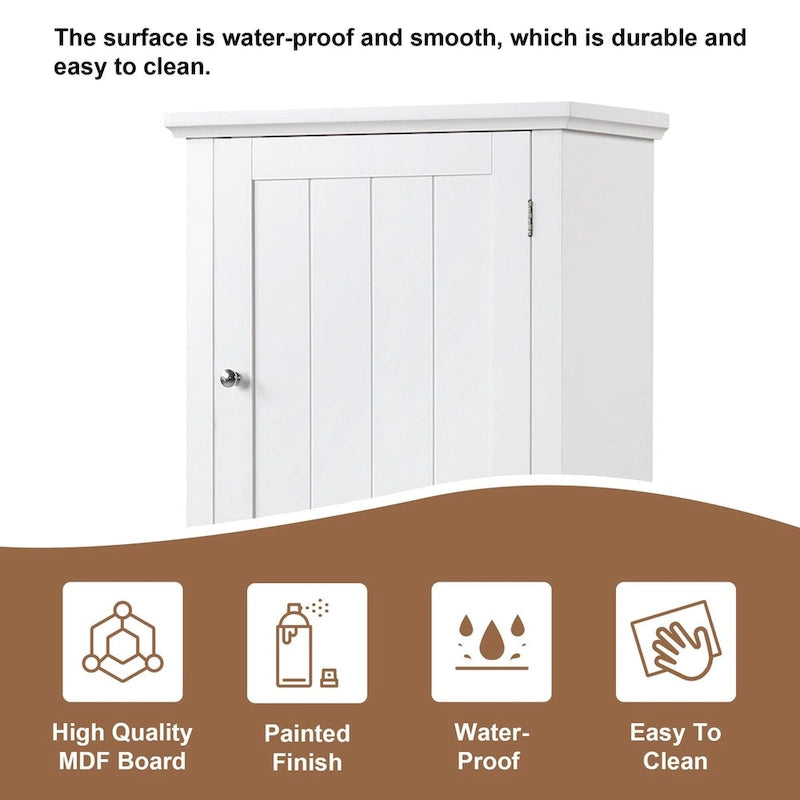 67 Tall Wood 2-door Bathroom Cabinet with Drawer and Adjustable Shelf