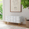 Modern Storage Bench Ottoman with Soft-Close Lid & Wood Legs, Chevron Fabric, 36x16x17.5"