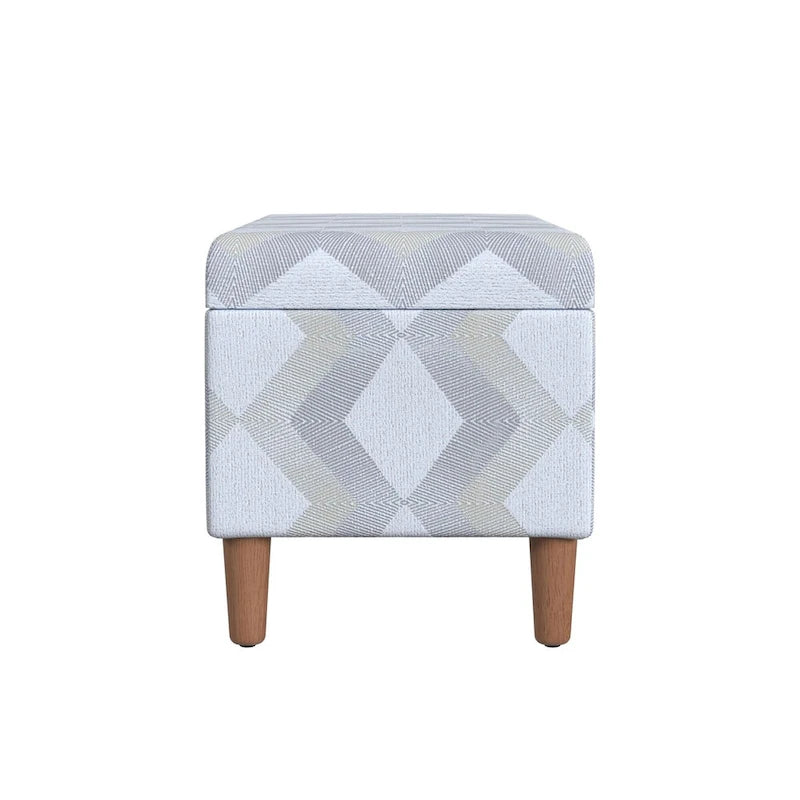 Modern Storage Bench Ottoman with Soft-Close Lid & Wood Legs, Chevron Fabric, 36x16x17.5"