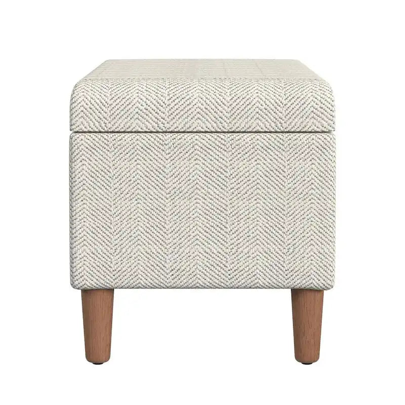 Modern Storage Bench Ottoman with Soft-Close Lid & Wood Legs, Chevron Fabric, 36x16x17.5"