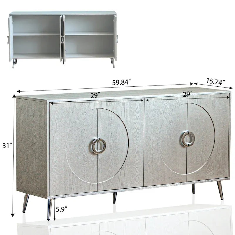 Modern Lacquered 4 Door Wooden Cabinet