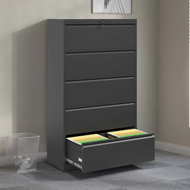 5 Drawer Metal Lateral File Cabinet,Filing Cabinet with Lock,Lockable File Cabinet for Home Office,Locking Metal File Cabinet