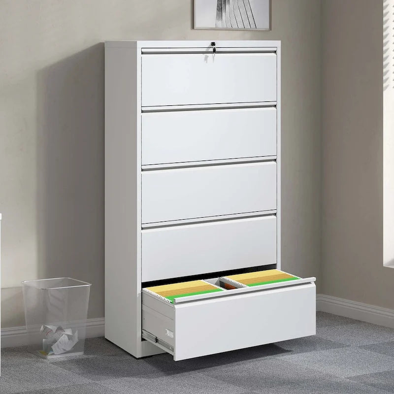 5 Drawer Metal Lateral File Cabinet,Filing Cabinet with Lock,Lockable File Cabinet for Home Office,Locking Metal File Cabinet